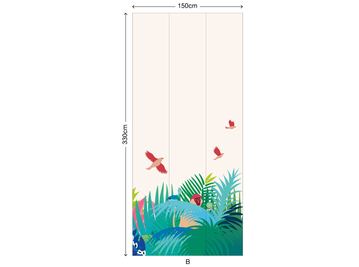 little cabari papier peint panoramique arbre animal couleur multicolore