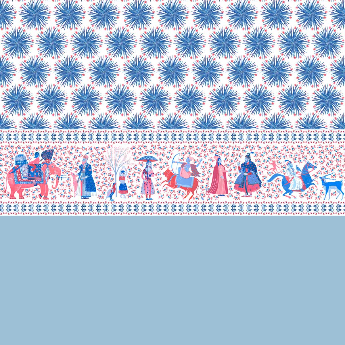 little cabari papier peint fleur couleur bleu rose
