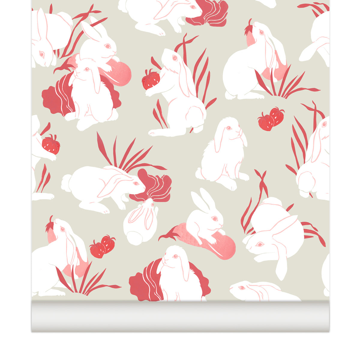 little cabari papier peint lapin animal couleur rose gris