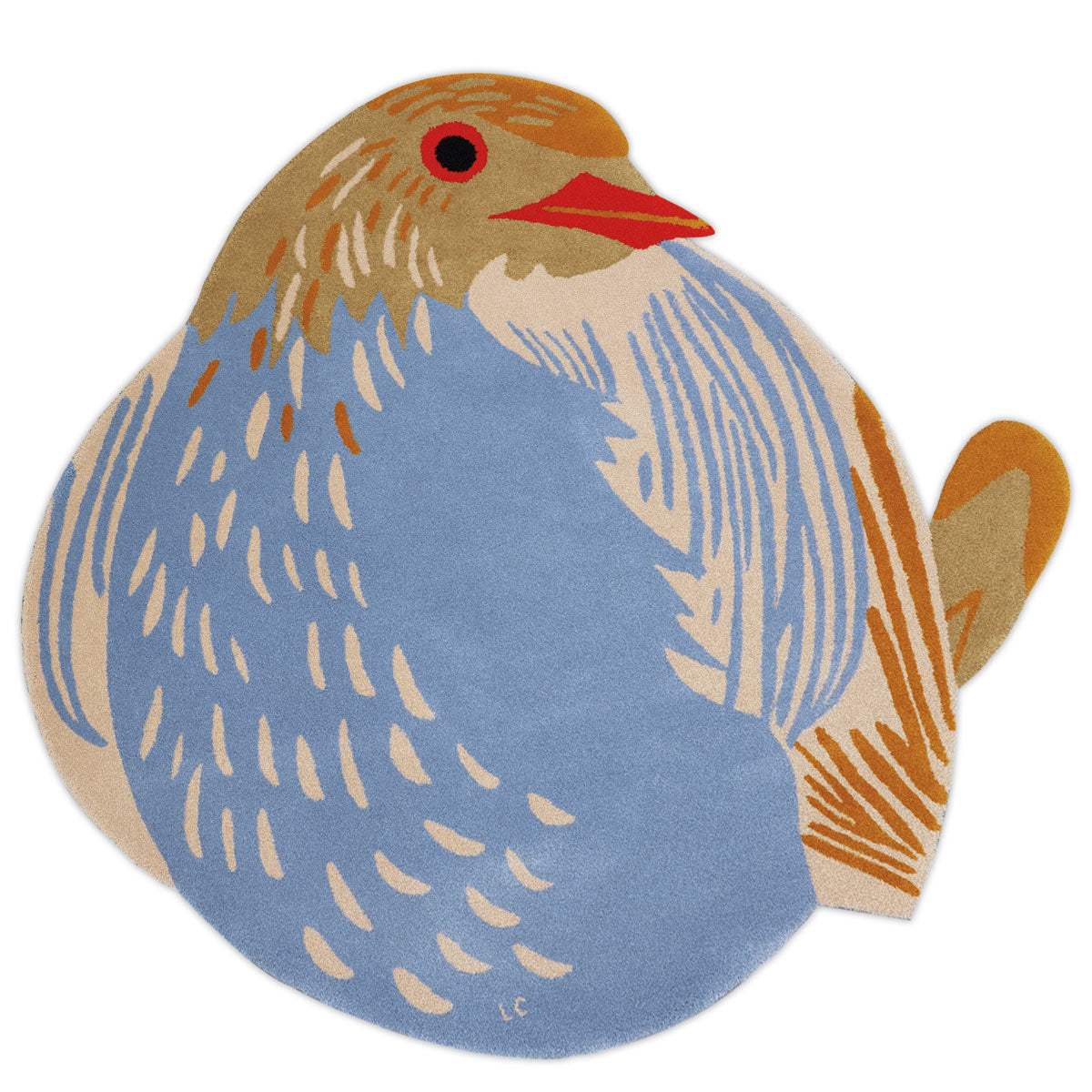 little cabari tapis laine oiseau couleur beige bleu
