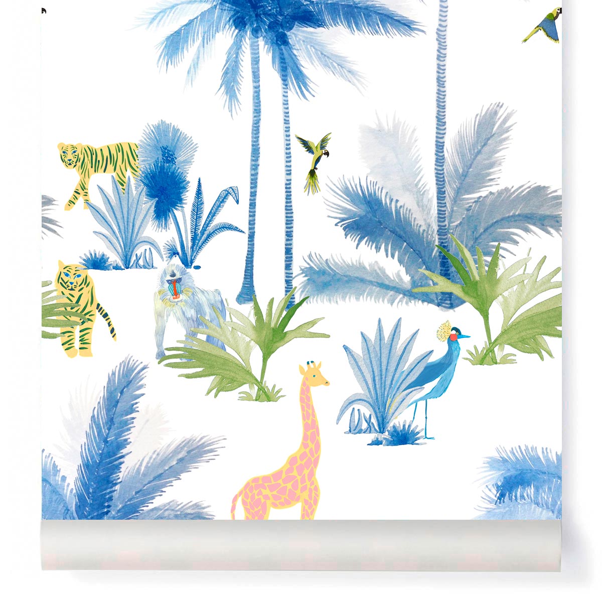 little cabari papier peint plante animal nature couleur multicolore bleu