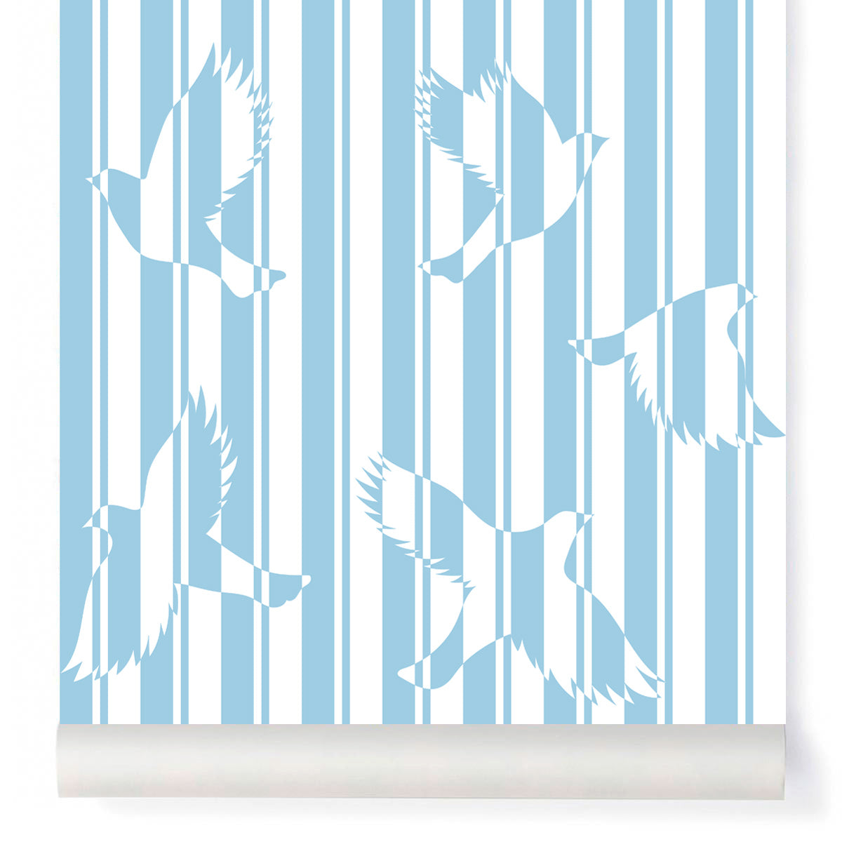 little cabari papier peint oiseau rayure trait couleur bleu