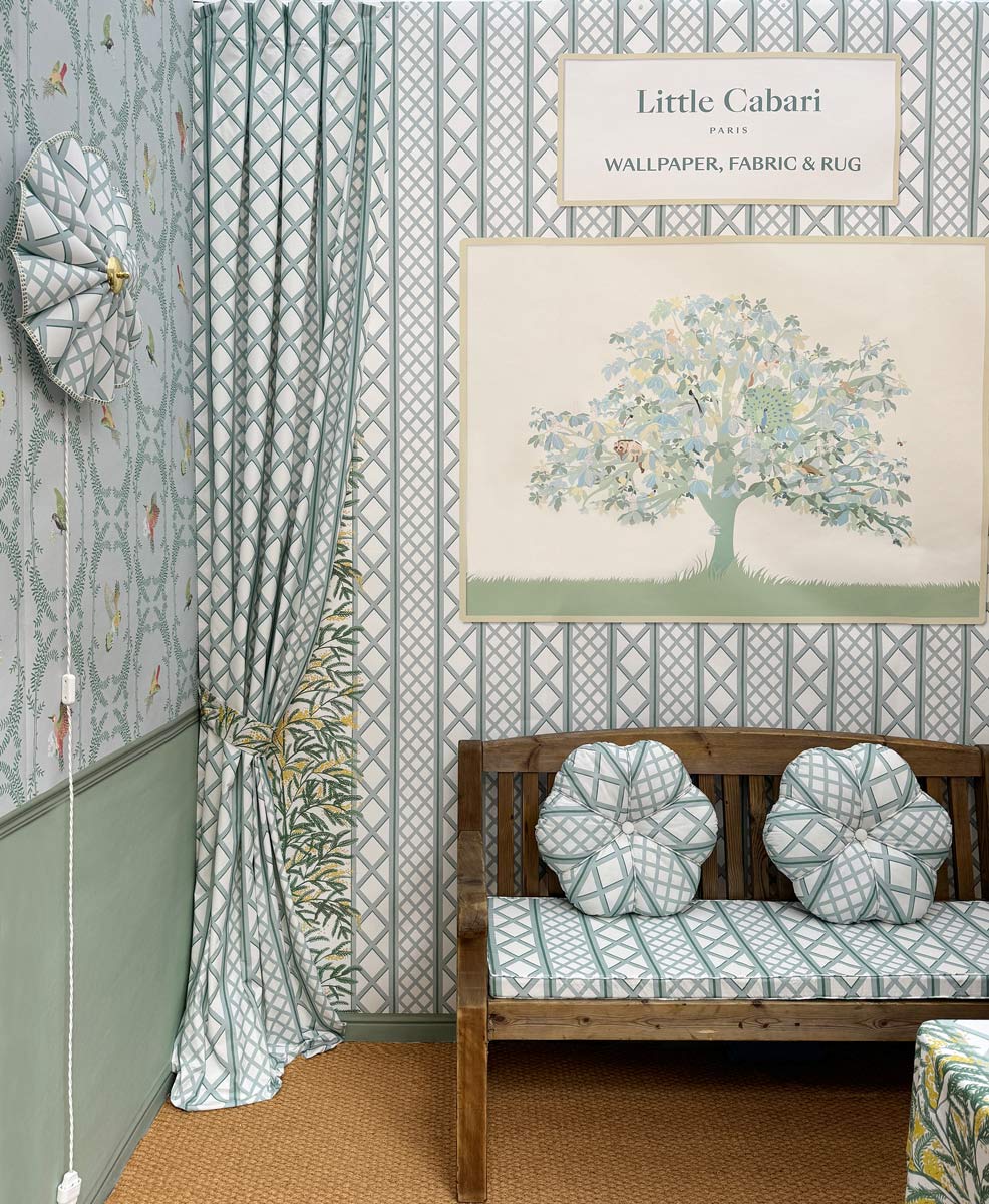 little cabari decorex salon treillage mimosas celadon envolée aubepine