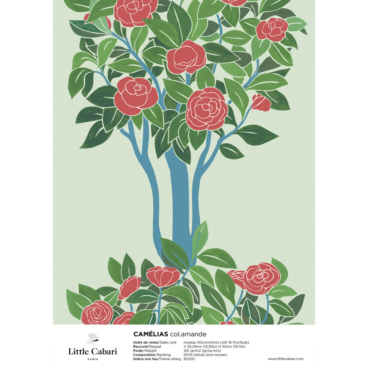 little cabari échantillon papier peint plante fleur couleur vert rose