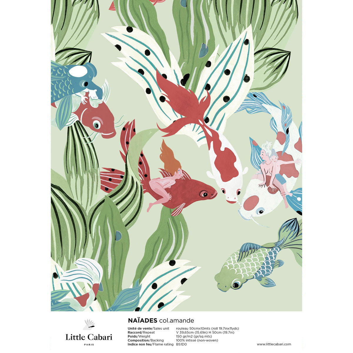 papier peint little cabari naiades amande