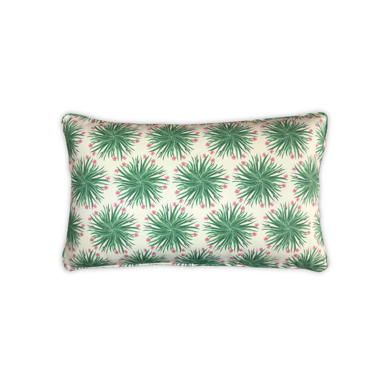 coussin fleurs vert rose