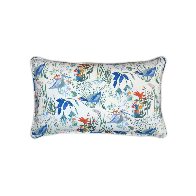 coussin oiseaux fleurs enfants