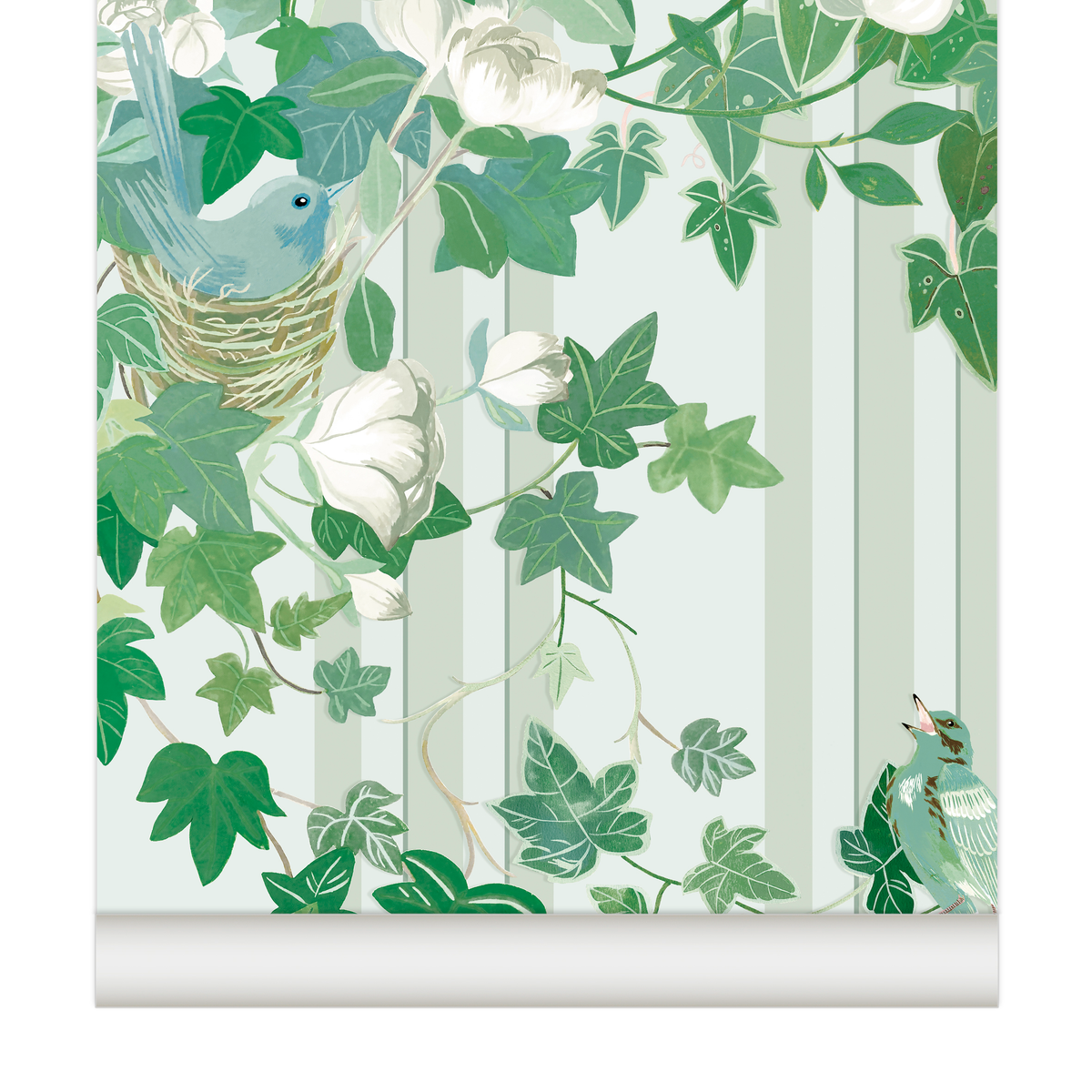 little cabari papier peint panoramique feuille trait couleur vert