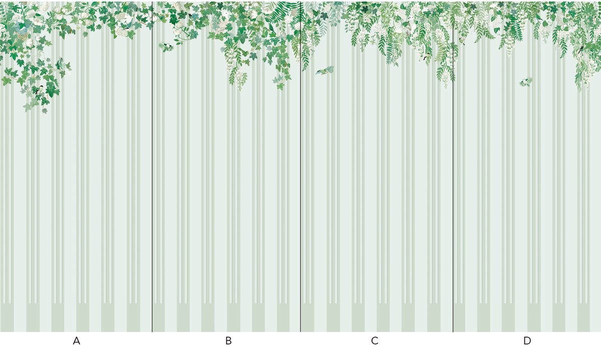 little cabari papier peint panoramique feuille trait couleur vert