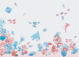 little cabari papier peint panoramique mer poisson couleur rose bleu