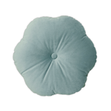 Coussin décoratif rond aux tons céladon, sublimé par un dos en velours