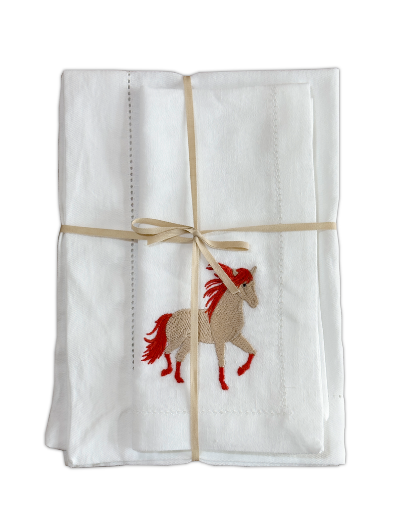 linge de table broderie cheval