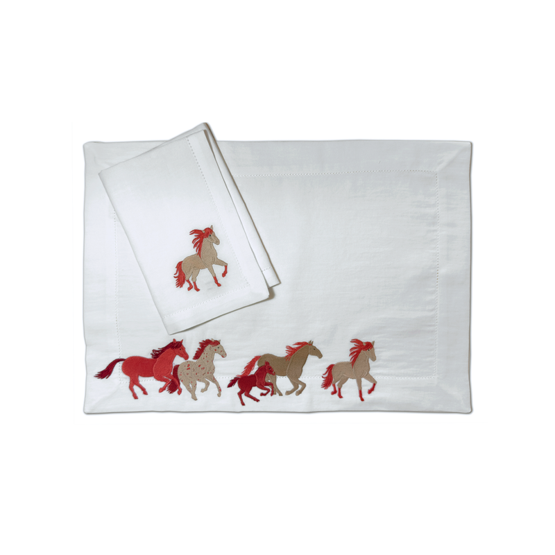linge de table broderie equestre