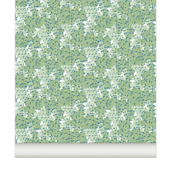 little cabari papier peint corail couleur vert bleu 