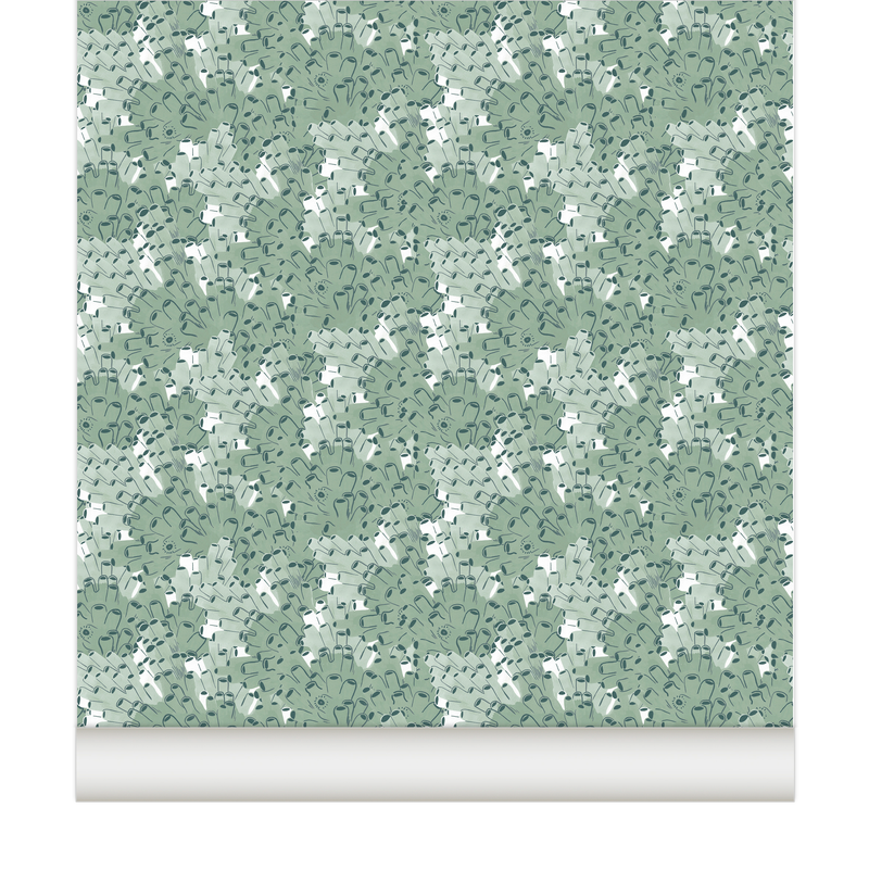 little cabari papier peint corail couleur vert clair