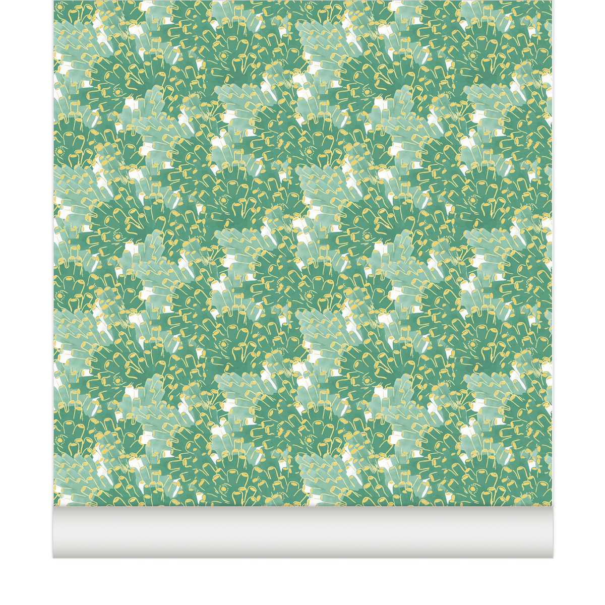 little cabari papier peint corail couleur vert jaune
