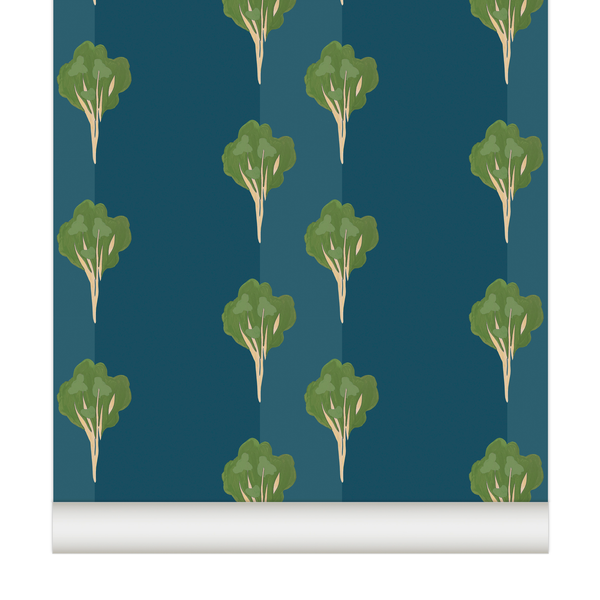 little cabari papier peint arbre couleur vert bleu 