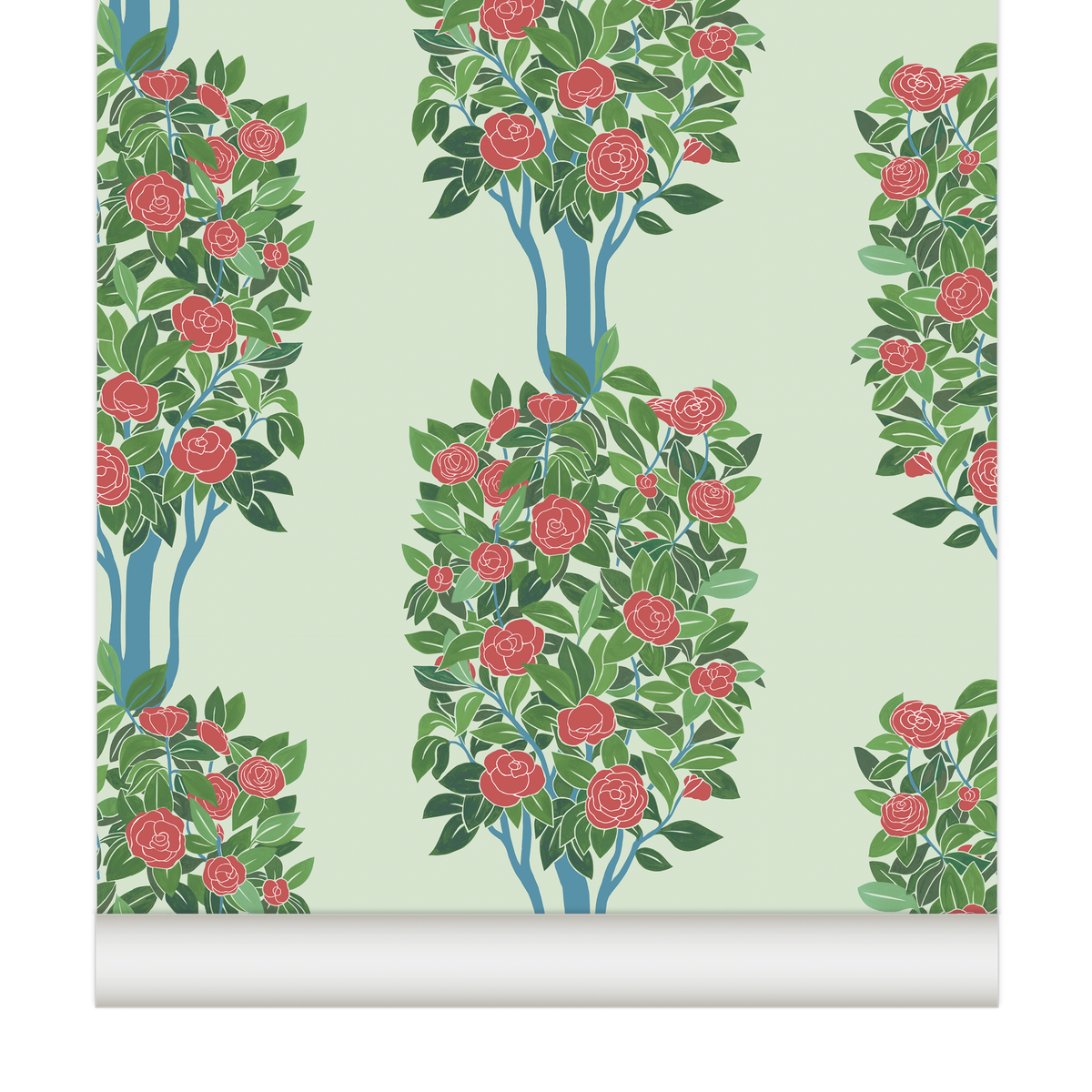 little cabari papier peint arbre fleur couleur vert rose