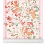 little cabari papier peint arbre animal couleur rose orange