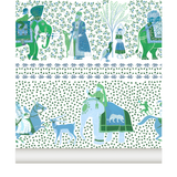 little cabari papier peint inde fleur animal animal couleur vert bleu 