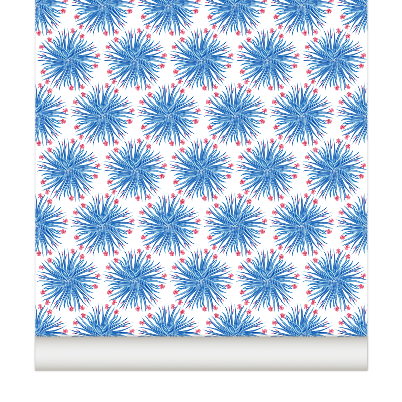 little cabari papier peint fleur couleur bleu rose