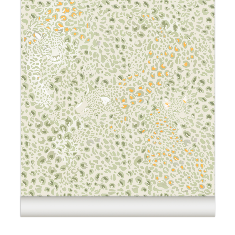 little cabari papier peint leopard couleur beige moutarde