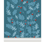 little cabari papier peint plante chêne couleur bleu rouge