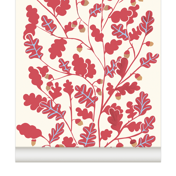 little cabari papier peint plante chêne couleur rose beige