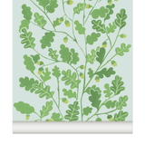 little cabari papier peint plante chêne couleur bleu vert