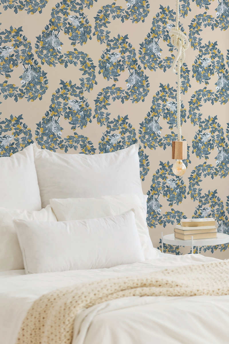 papier peint citron ane chevre