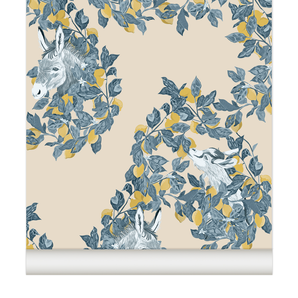 papier peint citron chevre ane