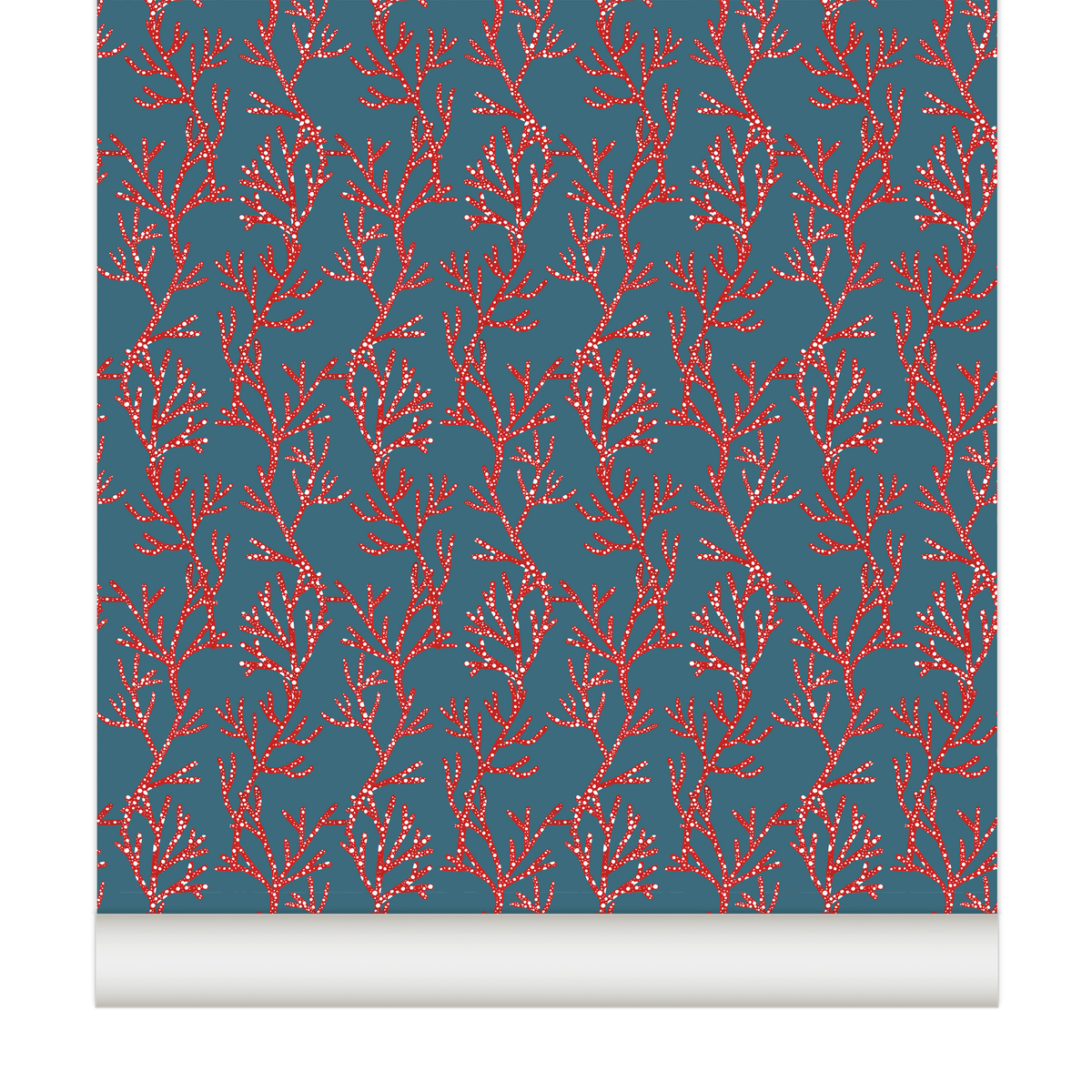 little cabari papier peint corail couleur rouge bleu