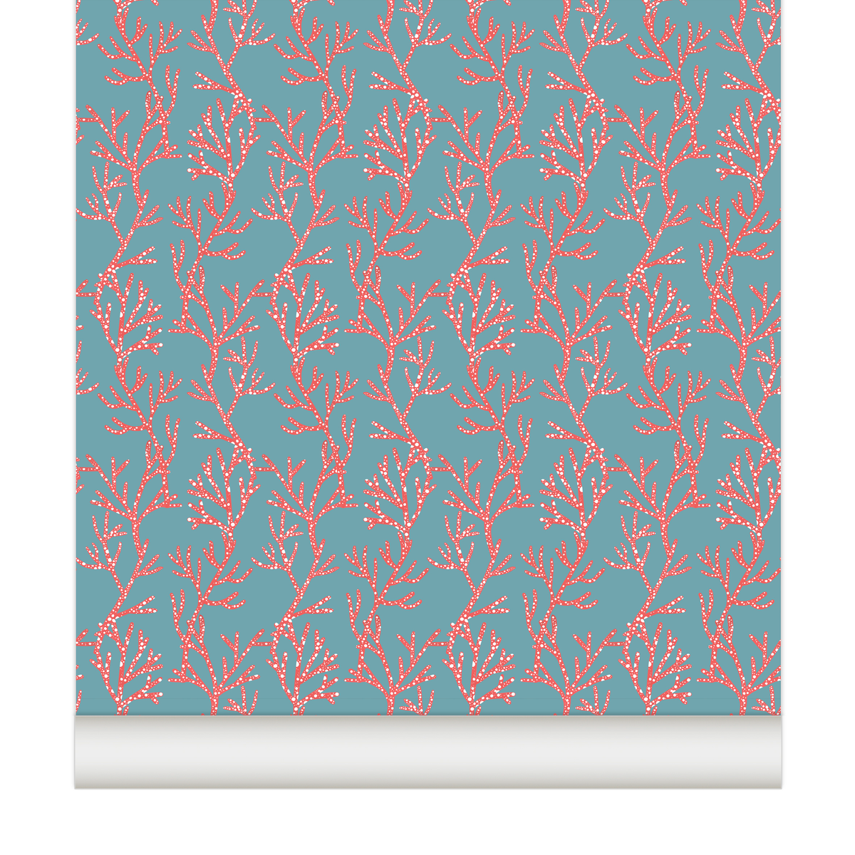 little cabari papier peint corail couleur bleu rose