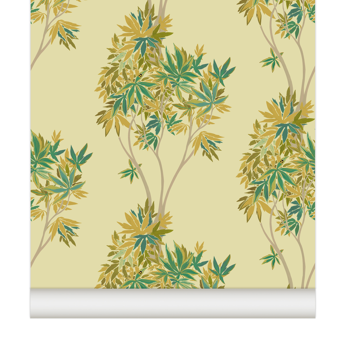 little cabari papier peint plante nature couleur jaune vert