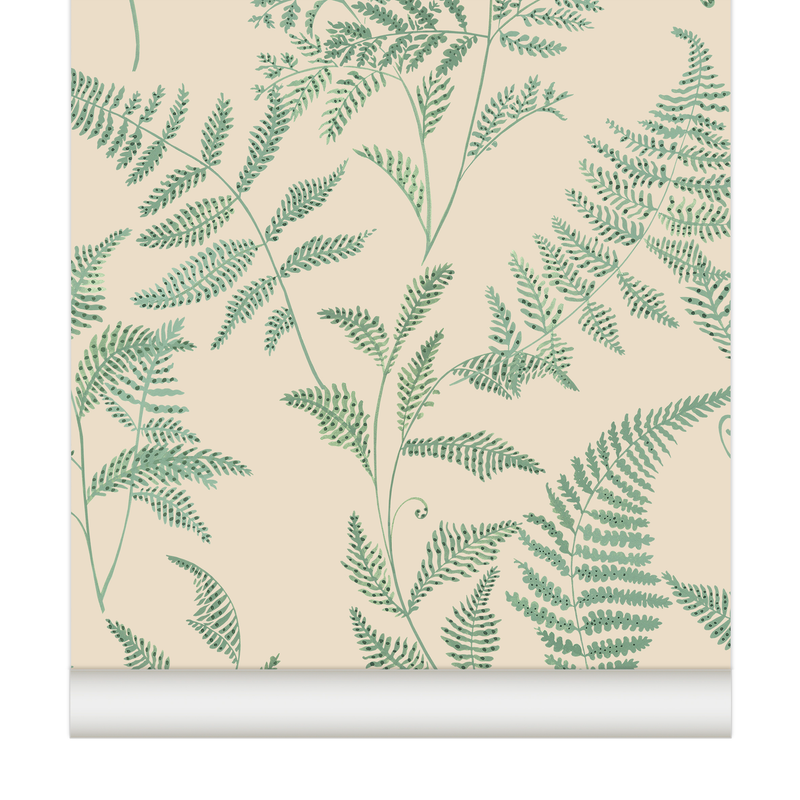 little cabari papier peint plante nature couleur vert beige