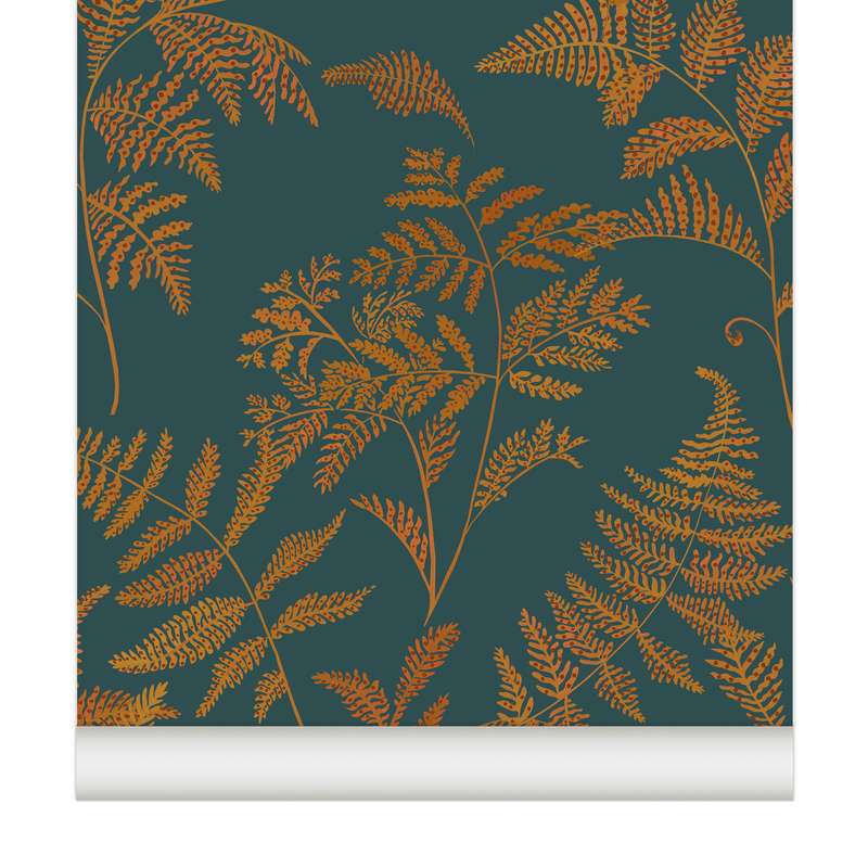 little cabari papier peint plante nature couleur bleu canard orange