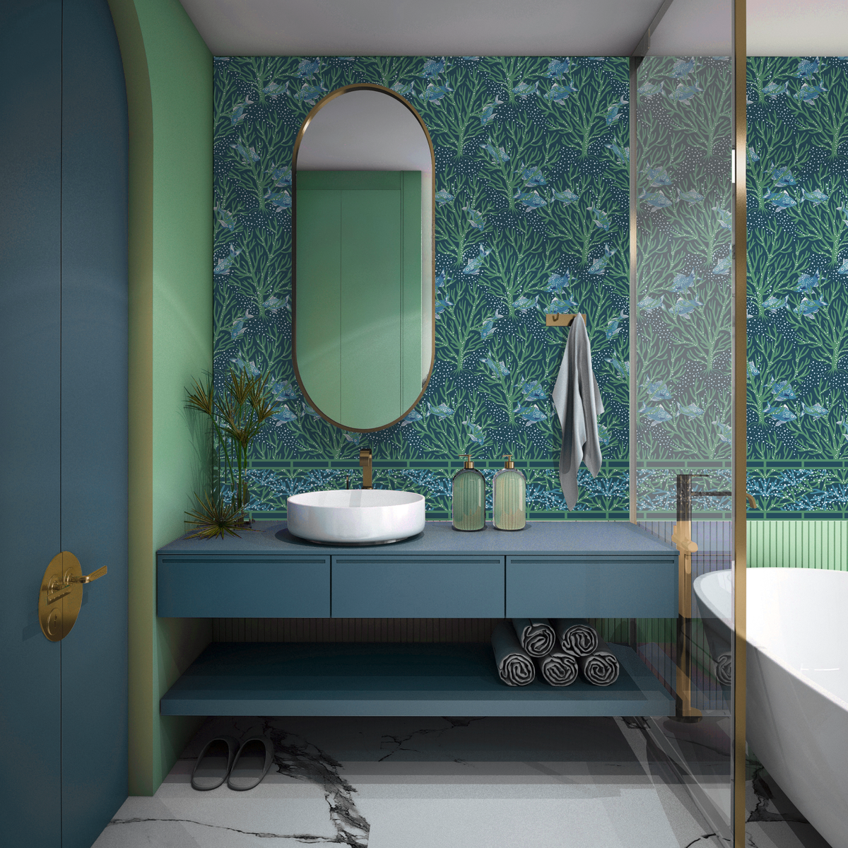 little cabari frise corail couleur vert bleu
