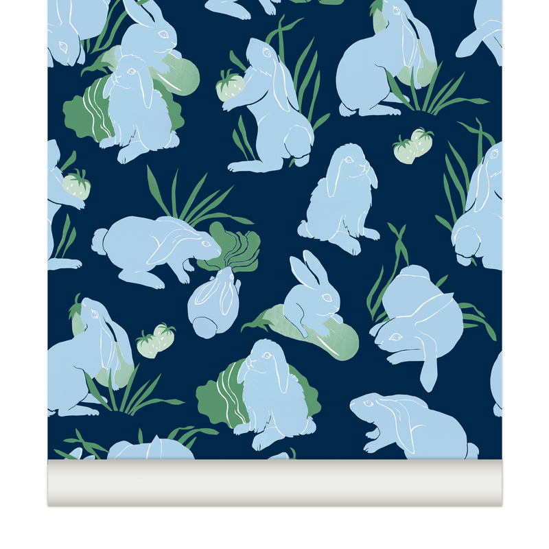 little cabari papier peint lapin animal couleur bleu vert