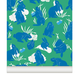 little cabari papier peint animal lapin couleur bleu vert