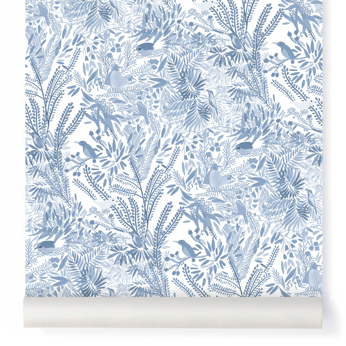 little cabari papier peint nature oiseau couleur bleu gris