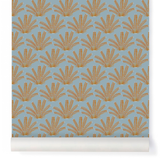 little cabari papier peint plante couleur bleu orange 