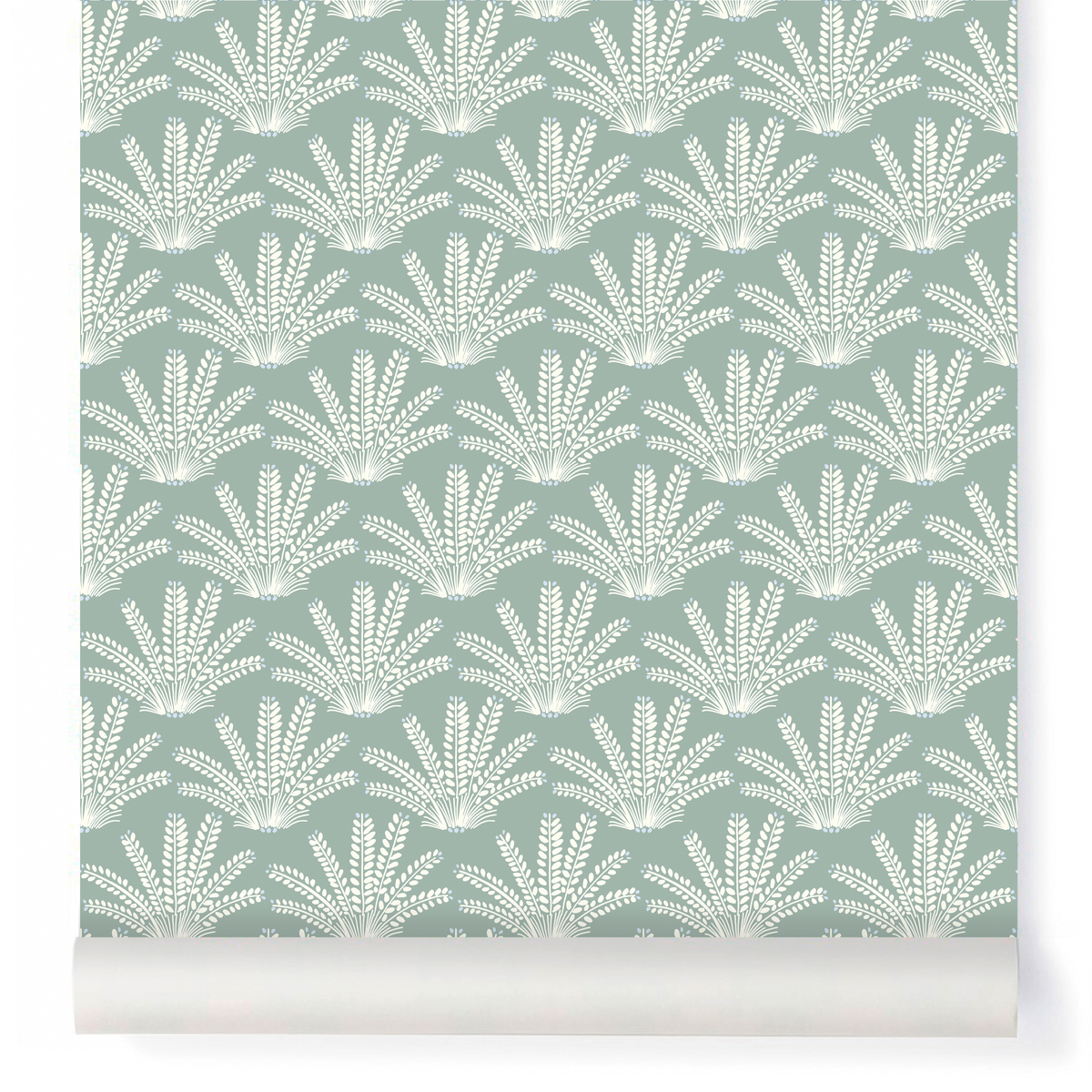 little cabari papier peint plante couleur vert gris