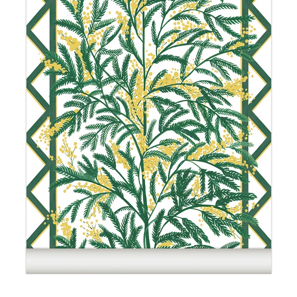 little cabari papier peint fleur plante couleur vert jaune