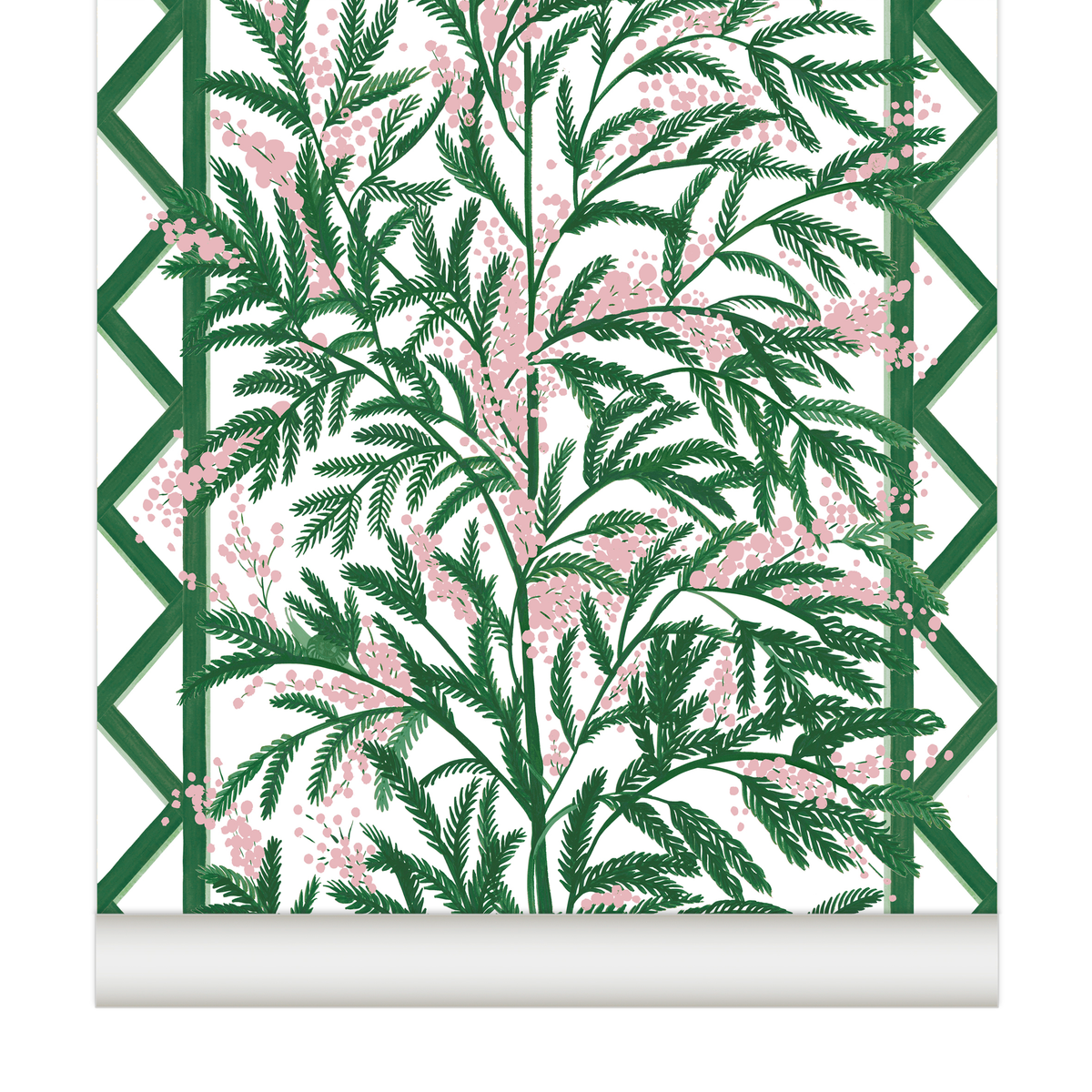 little cabari papier peint fleur plante couleur vert rose