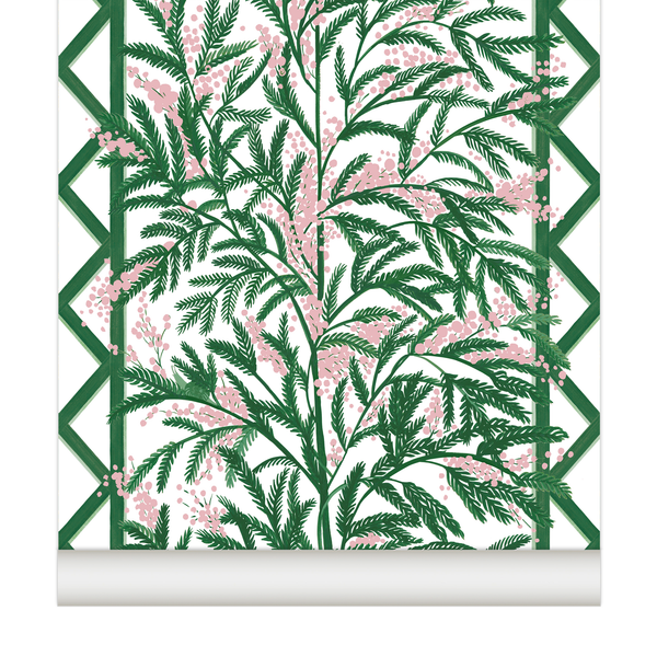 little cabari papier peint fleur plante couleur vert rose