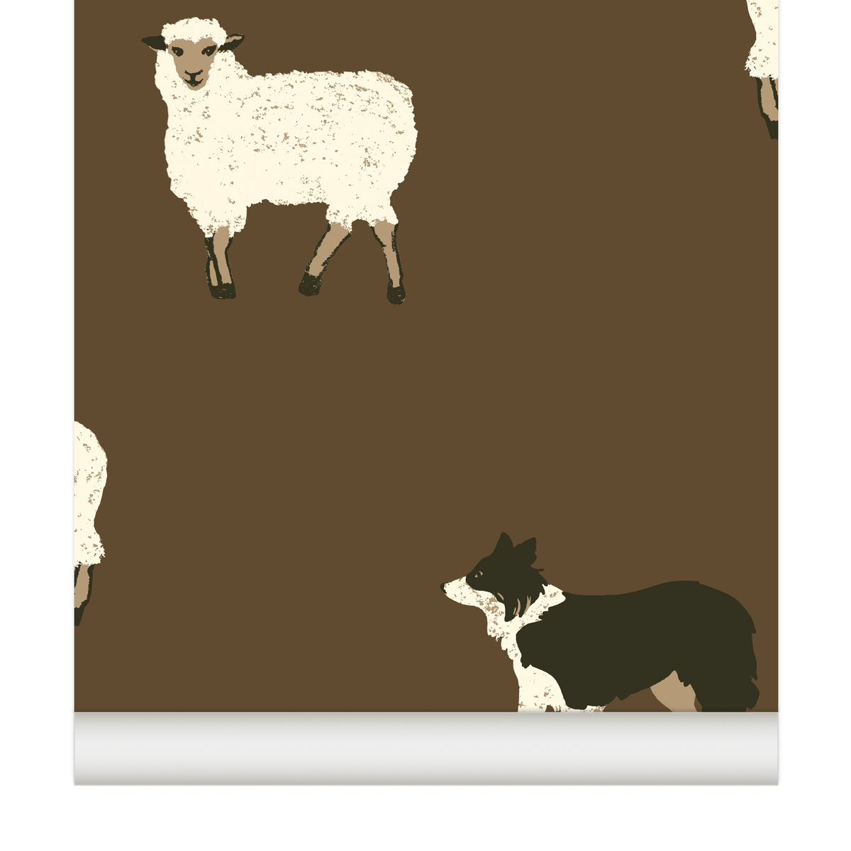 papier peint moutons Border Collie