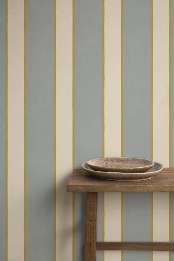 papier peint rayure bleu