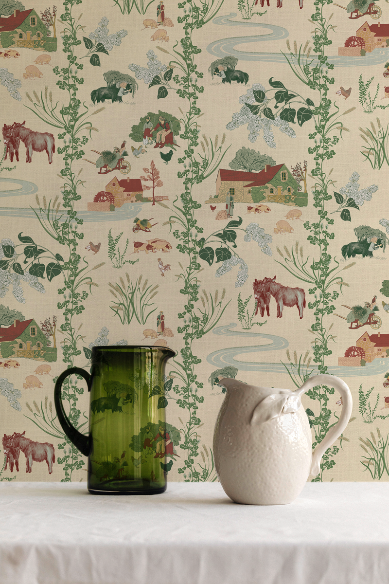 papier peint esprit toile de jouy