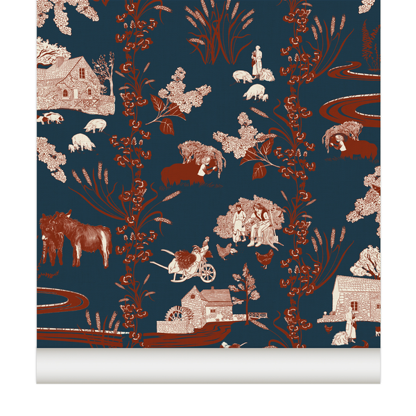 papier peint esprit toile de jouy