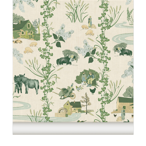 papier peint esprit toile de jouy